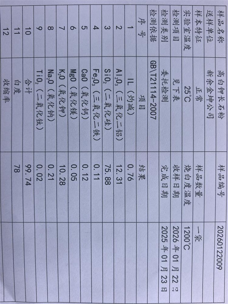 钾长石-陶瓷原料