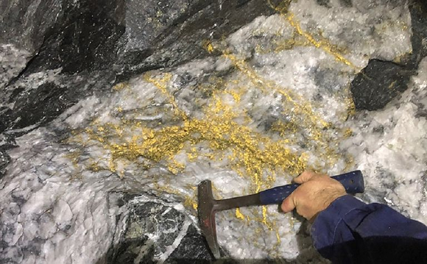 西澳贝塔亨特（Beta Hunt）矿山石英脉中的金块